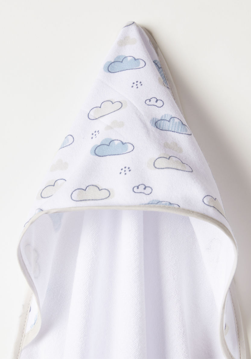 Juniors 3-Piece Clouds Print Towel Set with Hood and Embroidery Detail - 76x76 cms-Towels and Flannels-image-2