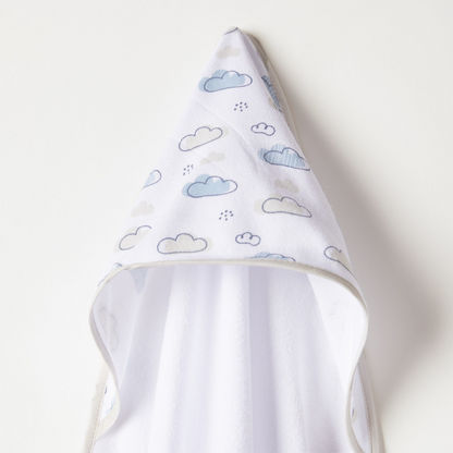 Juniors 3-Piece Clouds Print Towel Set with Hood and Embroidery Detail - 76x76 cms-Towels and Flannels-image-2