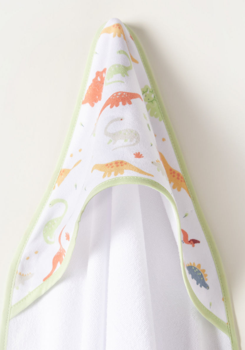 Juniors 3-Piece Dinosaur Print Towel Set with Hood and Embroidery Detail - 76x76 cms-Towels and Flannels-image-3