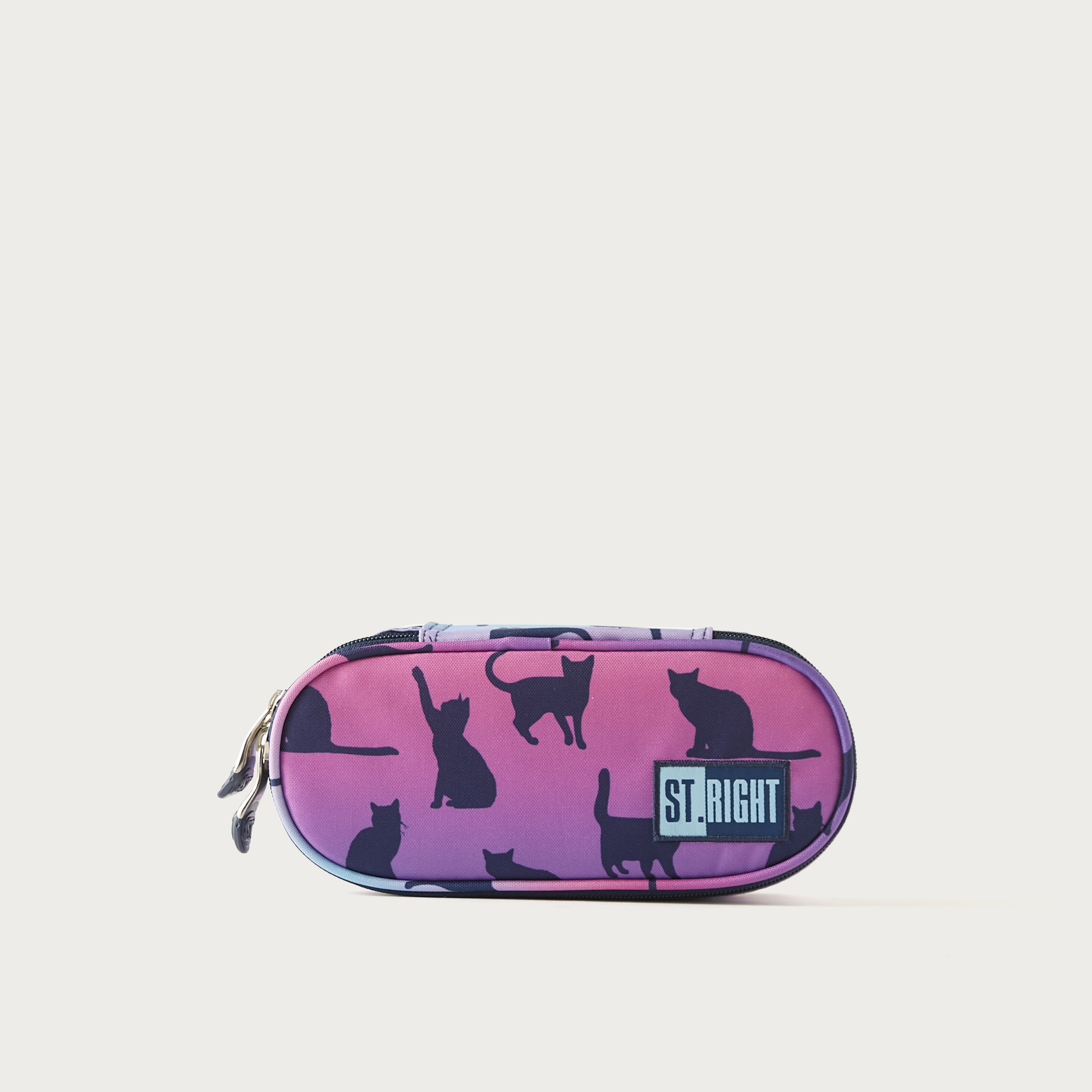 St.Right Cat Print Pencil Pouch with Zip Closure - 23x10x5 cms-school-stationery-pencilcases-image-1