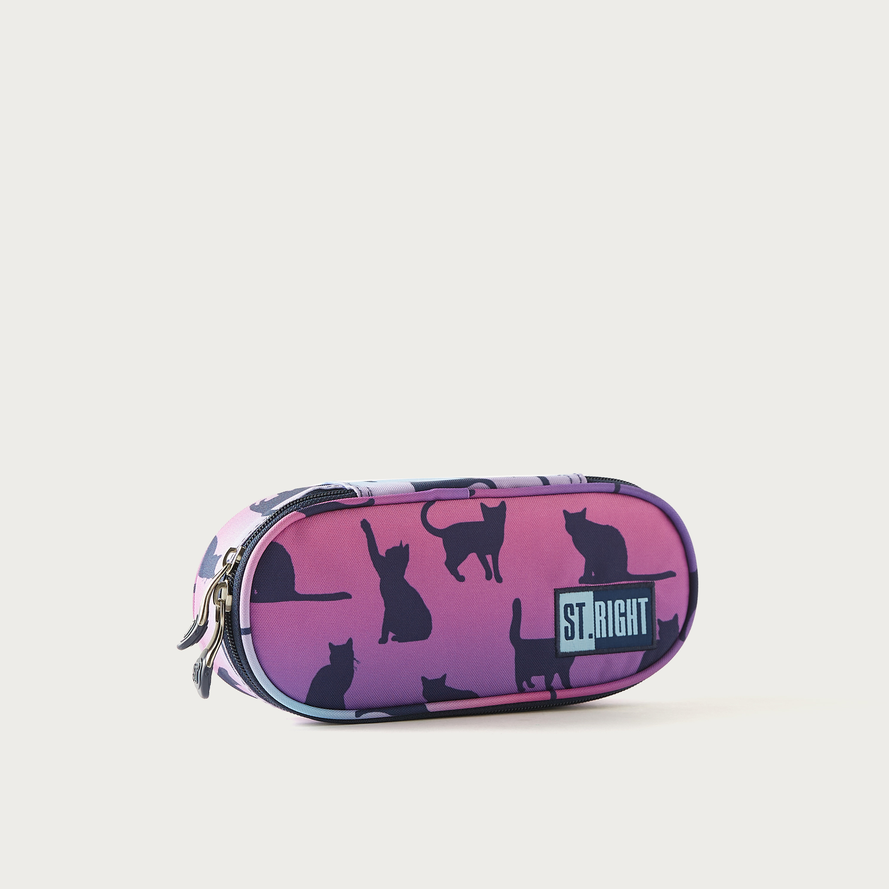 St.Right Cat Print Pencil Pouch with Zip Closure - 23x10x5 cms-school-stationery-pencilcases-image-2