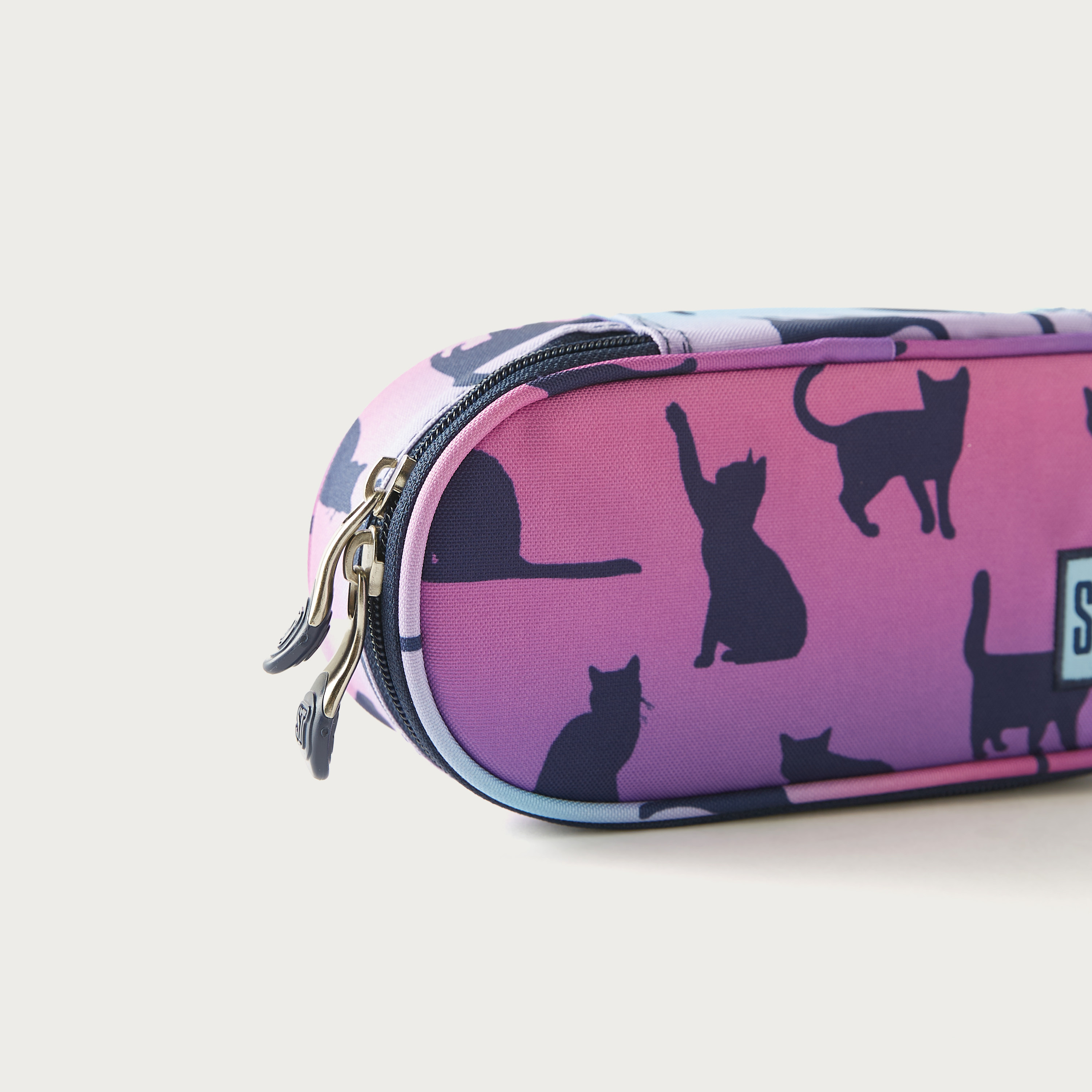 St.Right Cat Print Pencil Pouch with Zip Closure - 23x10x5 cms-school-stationery-pencilcases-image-3