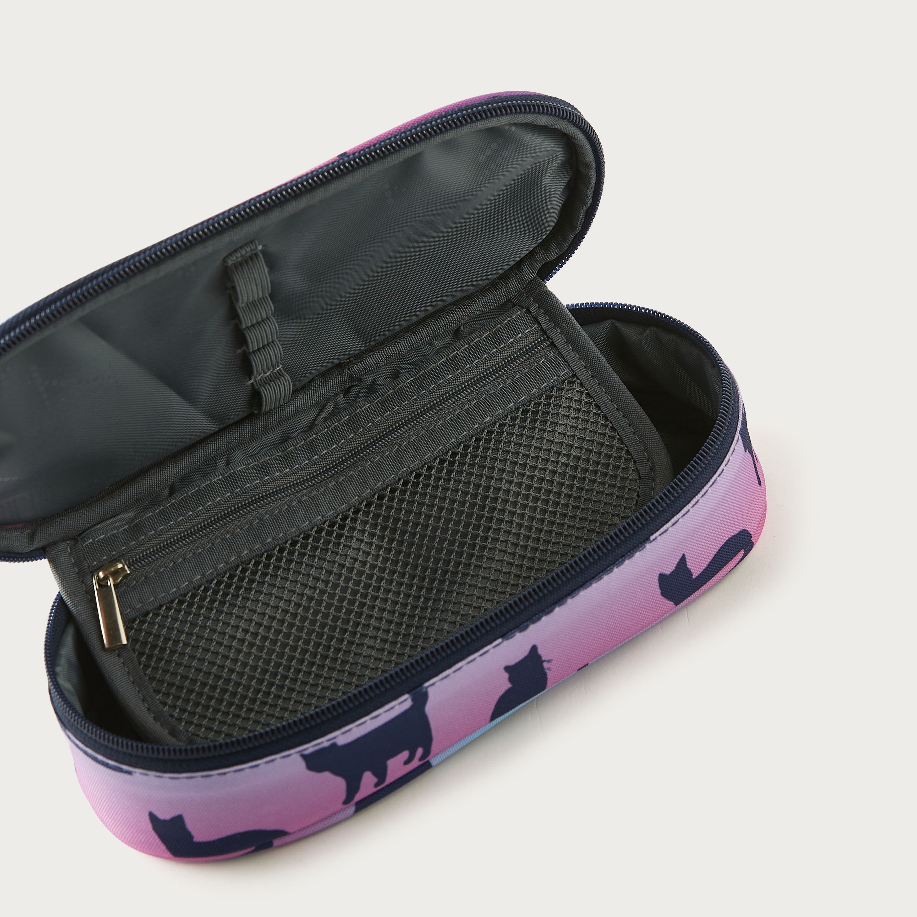 St.Right Cat Print Pencil Pouch with Zip Closure - 23x10x5 cms-school-stationery-pencilcases-image-4