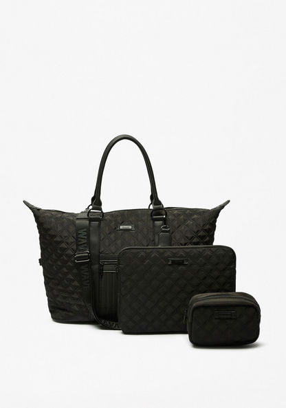 WAVE 3-Piece Textured Tote Bag Set-Women%27s Handbags-image-0