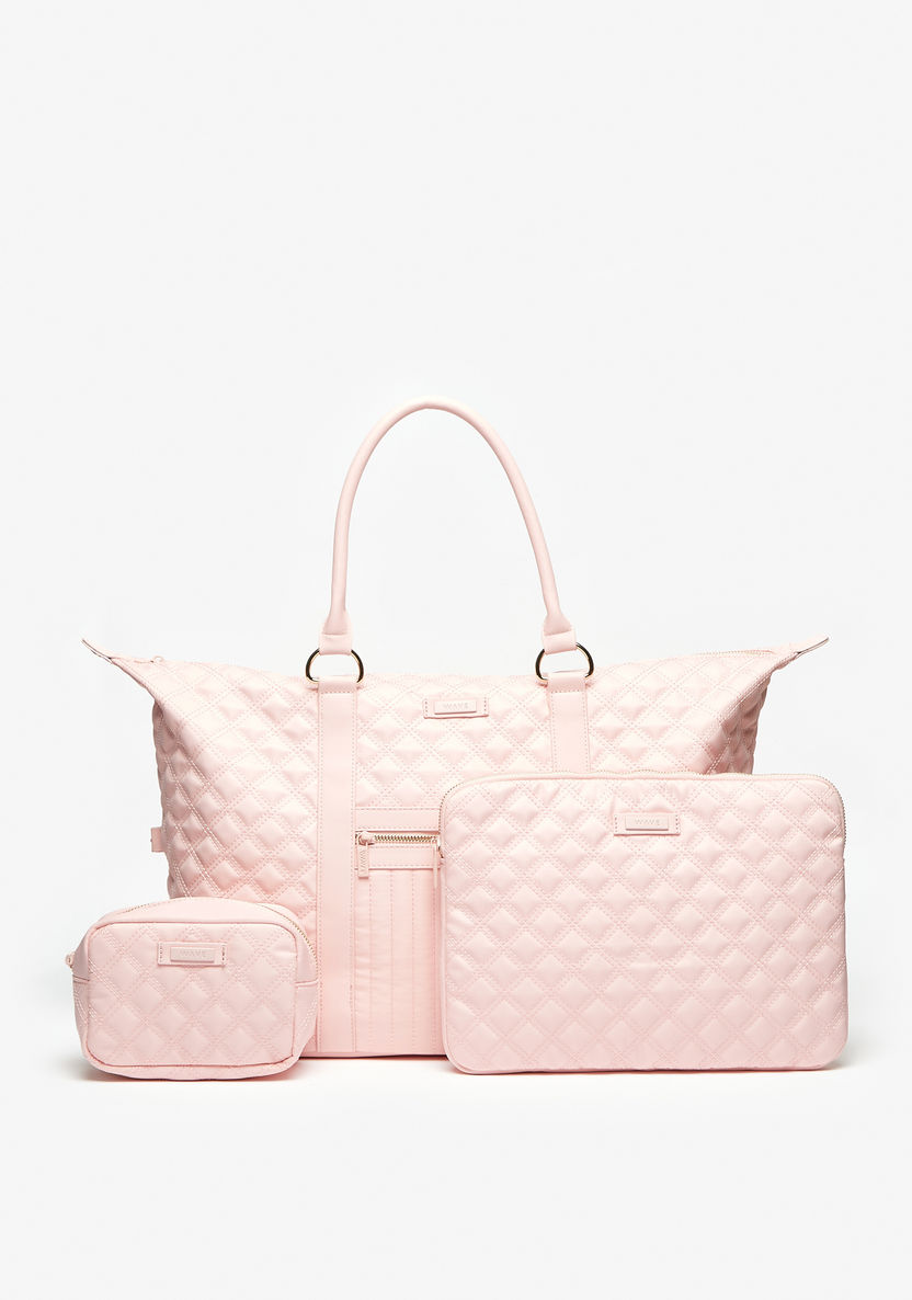 WAVE 3-Piece Textured Tote Bag Set-Women%27s Handbags-image-0