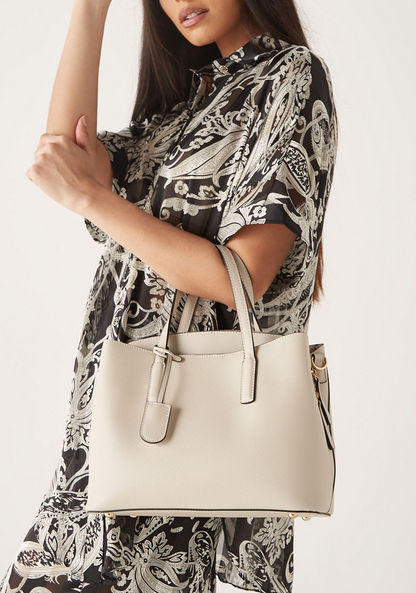 Celeste Textured Tote Bag with Twin Handles-Women%27s Handbags-image-0