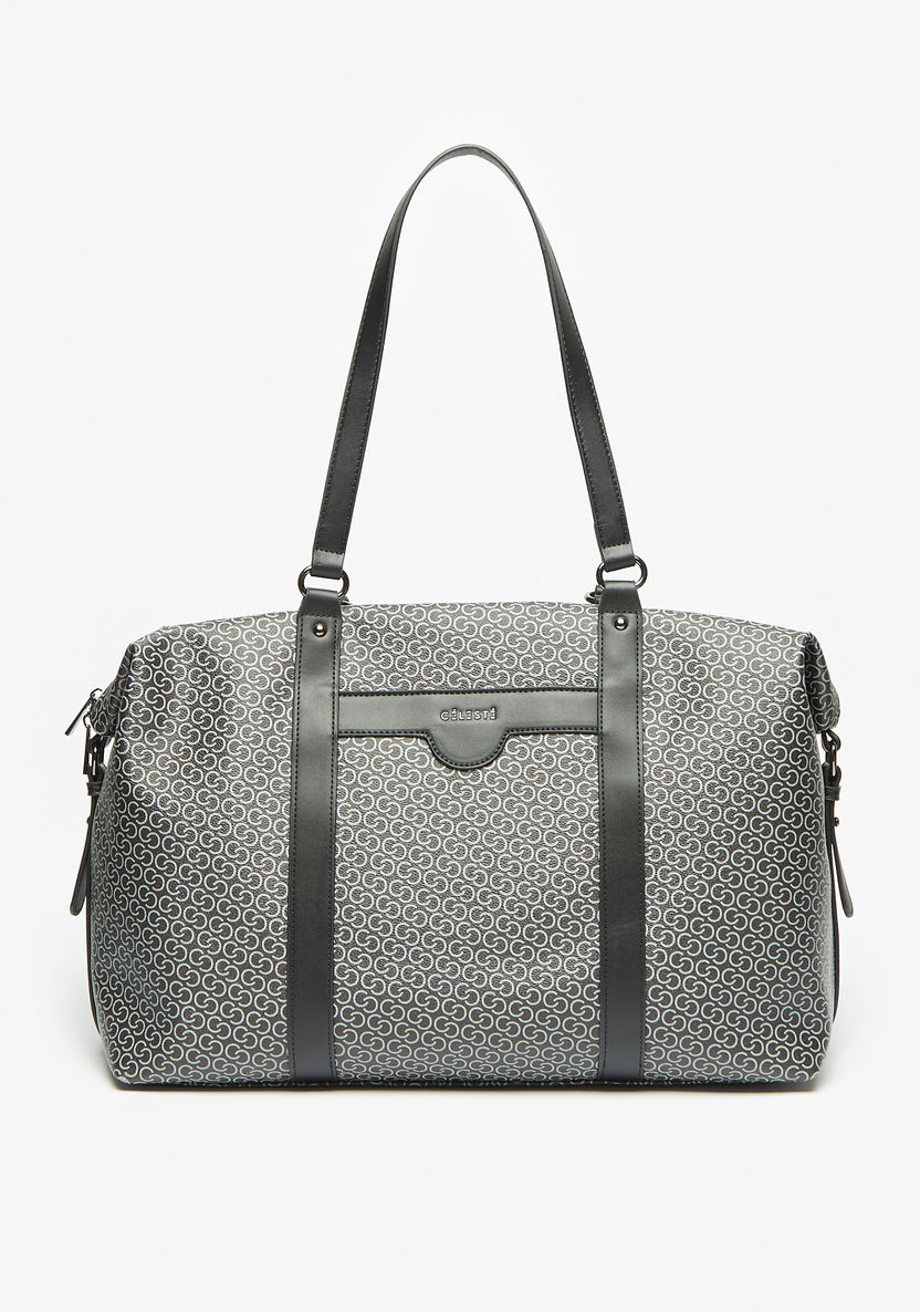 Celeste All-Over Monogram Print Duffle Bag with Handles-Women%27s Handbags-image-0