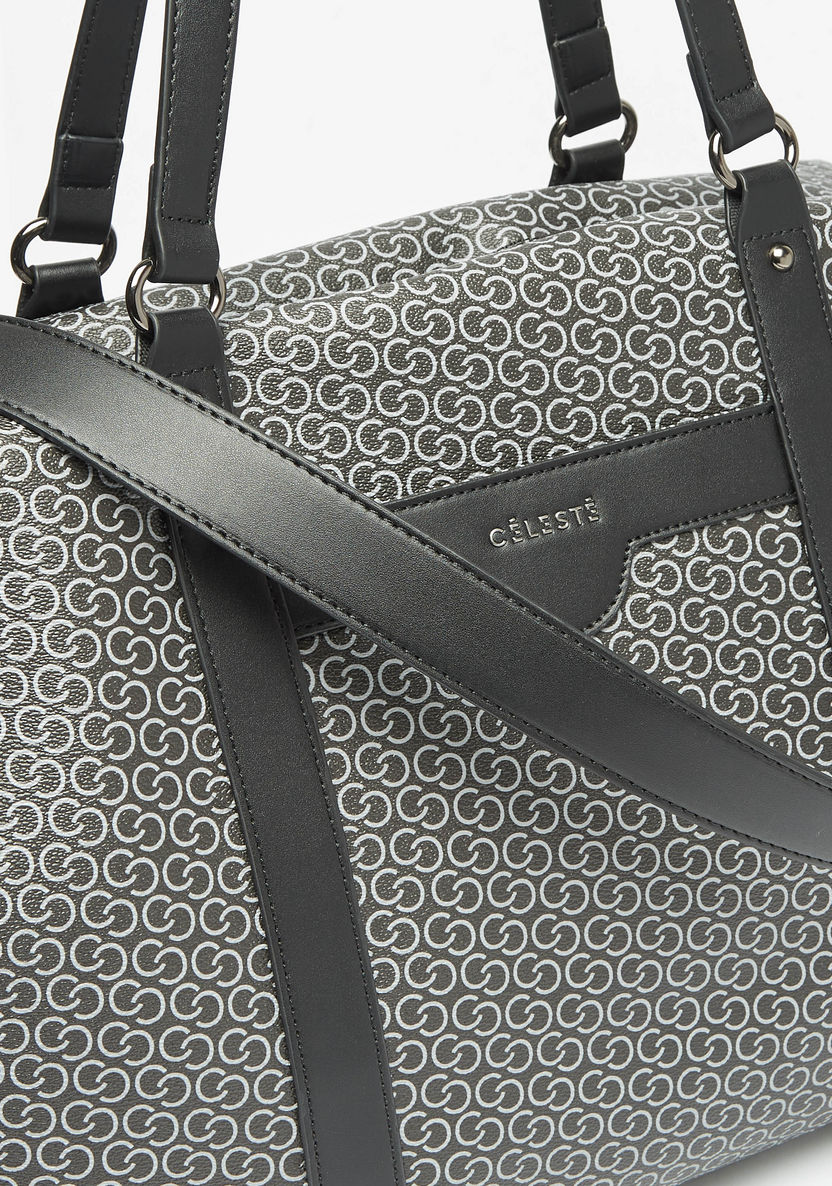 Celeste All-Over Monogram Print Duffle Bag with Handles-Women%27s Handbags-image-2