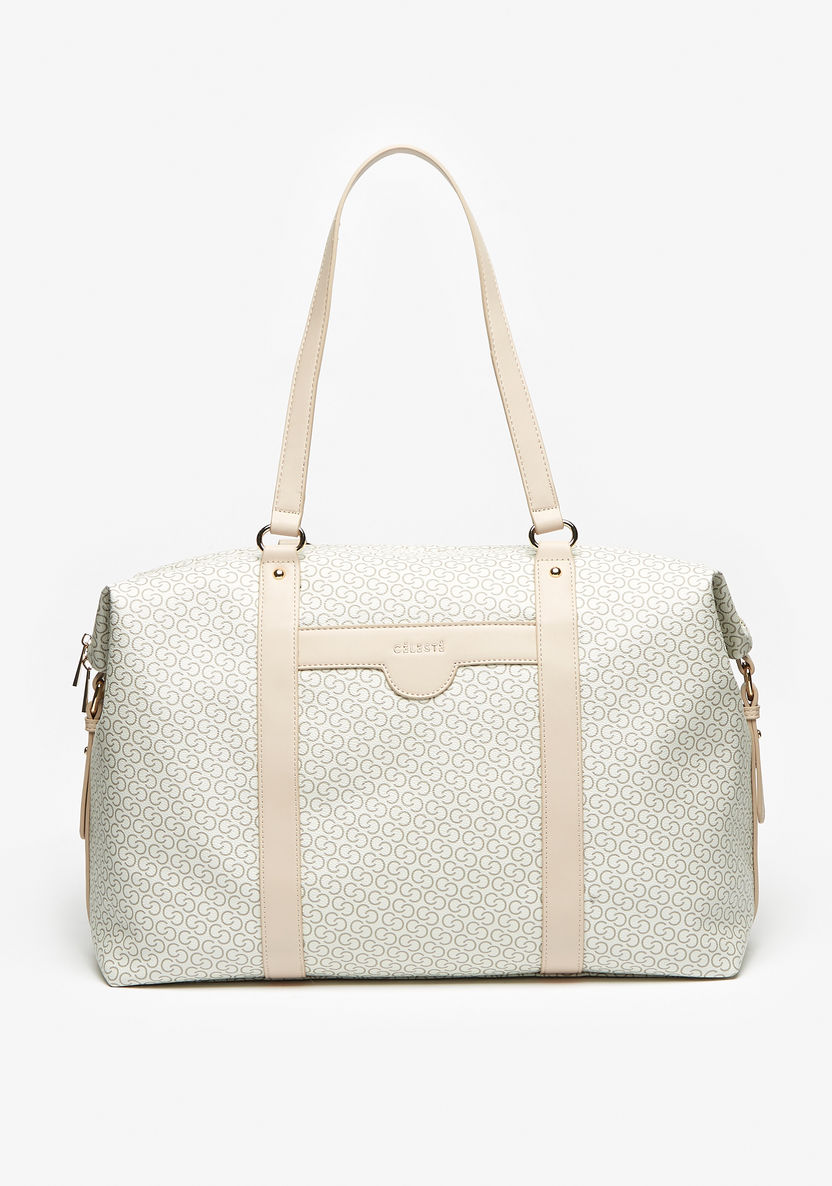 Celeste All-Over Monogram Print Duffle Bag with Handles-Women%27s Handbags-image-0