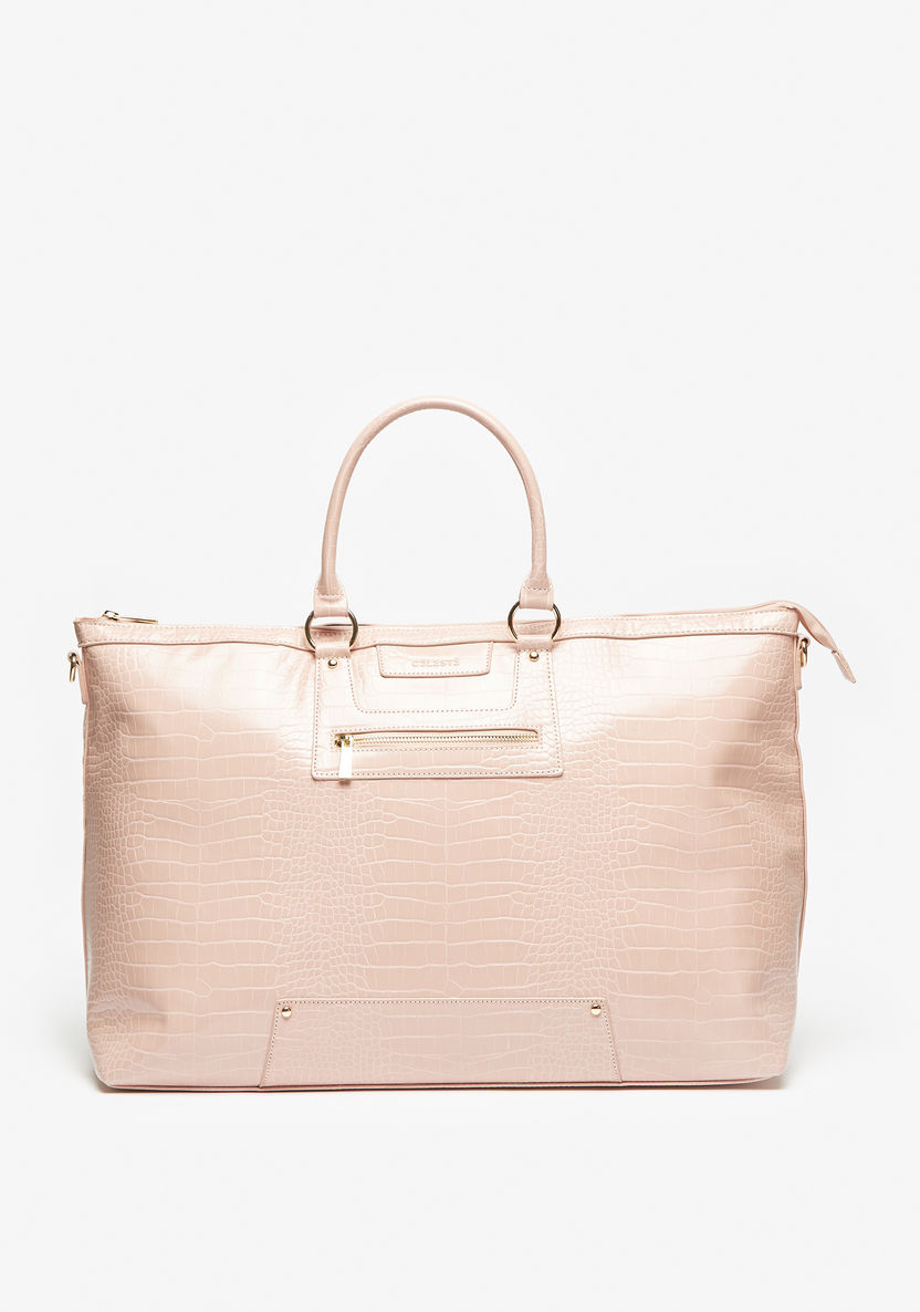 Celeste Textured Duffle Bag with Handles and Zip Closure-Women%27s Handbags-image-0