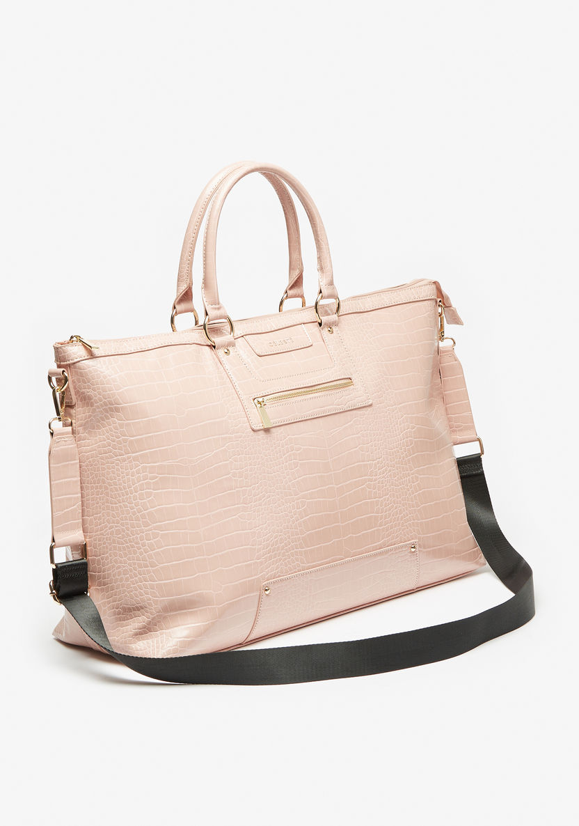 Celeste Textured Duffle Bag with Handles and Zip Closure-Women%27s Handbags-image-1