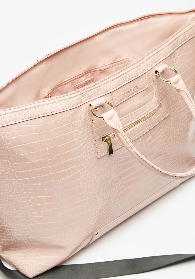 Celeste Textured Duffle Bag with Handles and Zip Closure-Women%27s Handbags-image-3