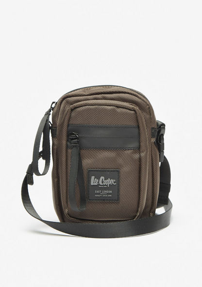 Lee Cooper Solid Crossbody Bag with Adjustable Strap-Men%27s Handbags-image-0