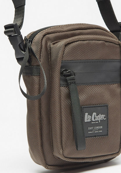 Lee Cooper Solid Crossbody Bag with Adjustable Strap-Men%27s Handbags-image-2