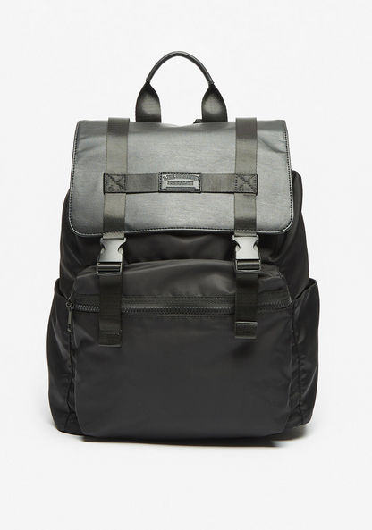 Lee Cooper Solid Backpack with Adjustable Straps-Men%27s Backpacks-image-0