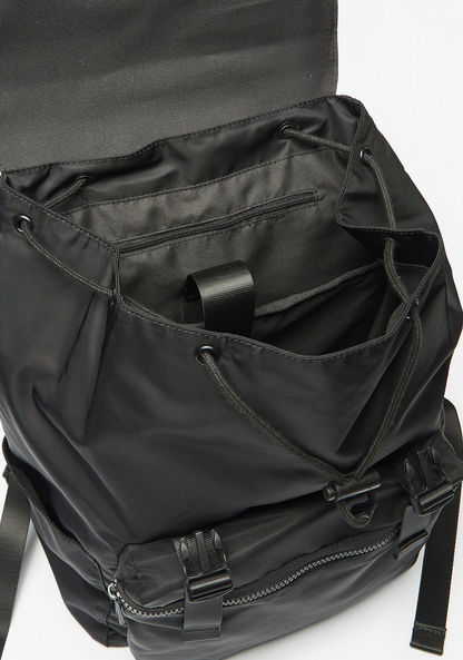 Lee Cooper Solid Backpack with Adjustable Straps-Men%27s Backpacks-image-3