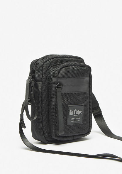 Lee Cooper Solid Crossbody Bag with Adjustable Strap-Men%27s Handbags-image-1