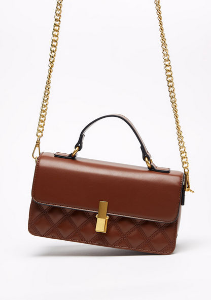 Celeste Quilted Satchel Bag with Chain Strap and Flap Closure