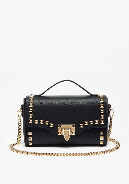 Celeste Satchel Bag with Flap Closure and Stud Detail-Women%27s Handbags-image-0