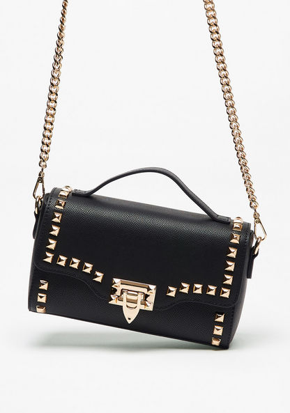 Celeste Satchel Bag with Flap Closure and Stud Detail-Women%27s Handbags-image-1