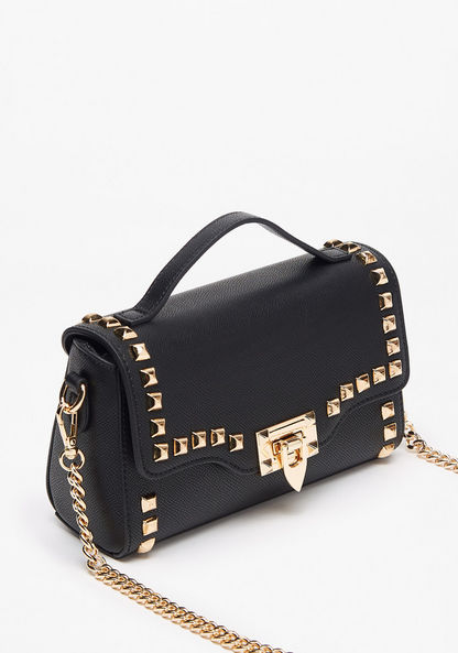 Celeste Satchel Bag with Flap Closure and Stud Detail-Women%27s Handbags-image-2