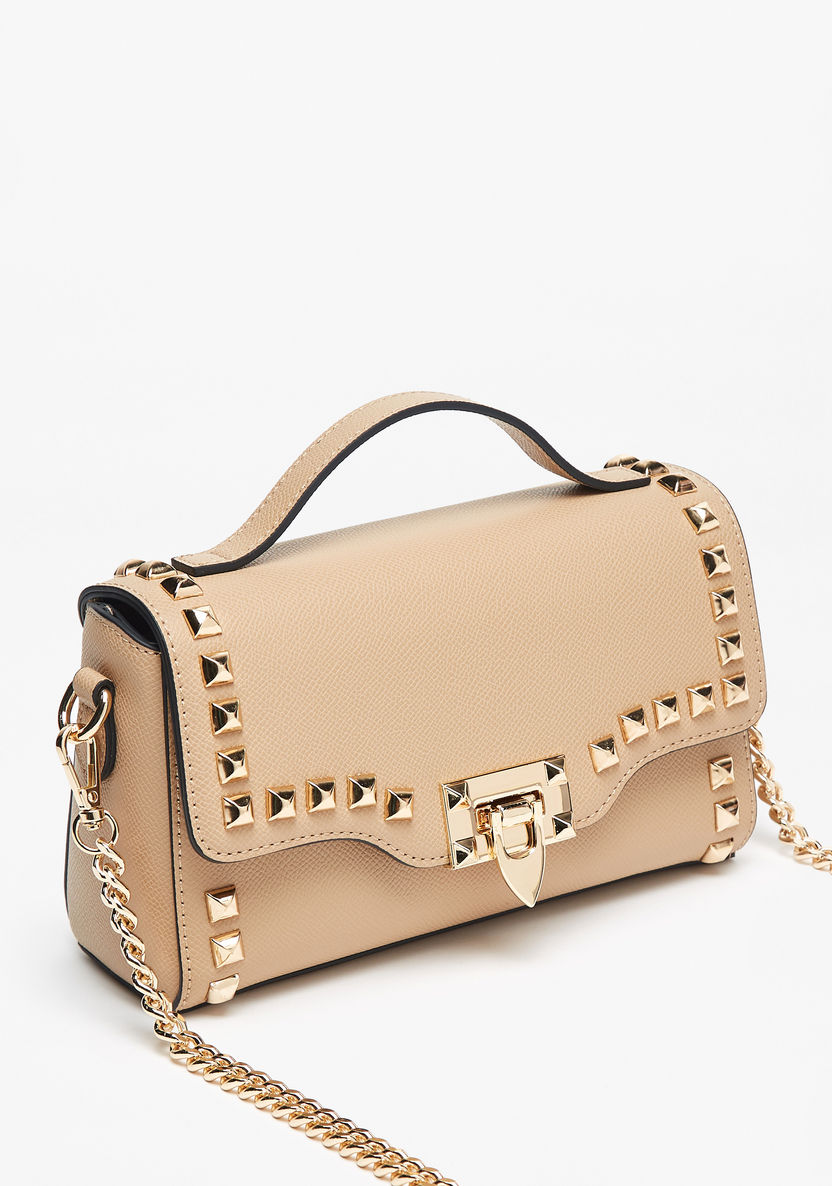 Celeste Satchel Bag with Flap Closure and Stud Detail-Women%27s Handbags-image-2