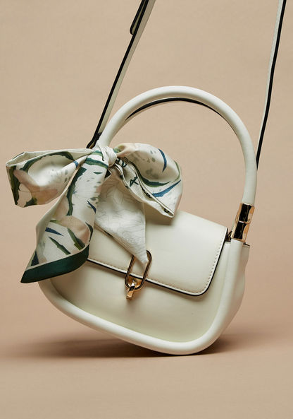 Celeste Solid Crossbody Bag with Detachable Strap and Scarf Detail