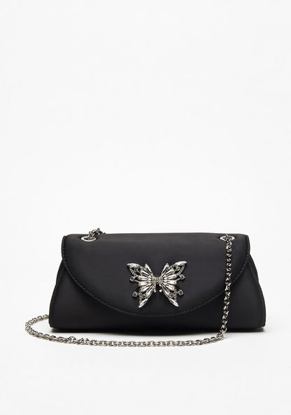 Celeste Embellished Clutch with Chain Strap and Flap Closure-Wallets & Clutches-image-1