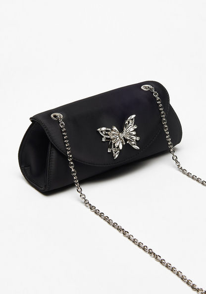 Celeste Embellished Clutch with Chain Strap and Flap Closure