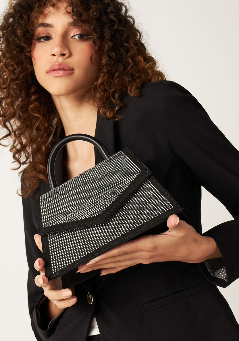 Celeste Embellished Satchel Bag with Flap Closure-Women%27s Handbags-image-0