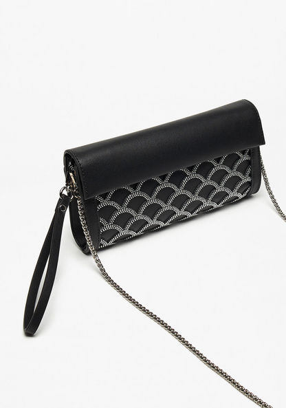 Celeste Embellished Clutch with Detachable Chain Strap and Flap Closure-Wallets and Clutches-image-2