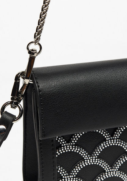 Celeste Embellished Clutch with Detachable Chain Strap and Flap Closure-Wallets and Clutches-image-3