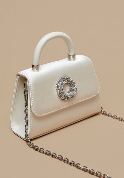 Celeste Embellished Satchel Bag with Detachable Chain Strap