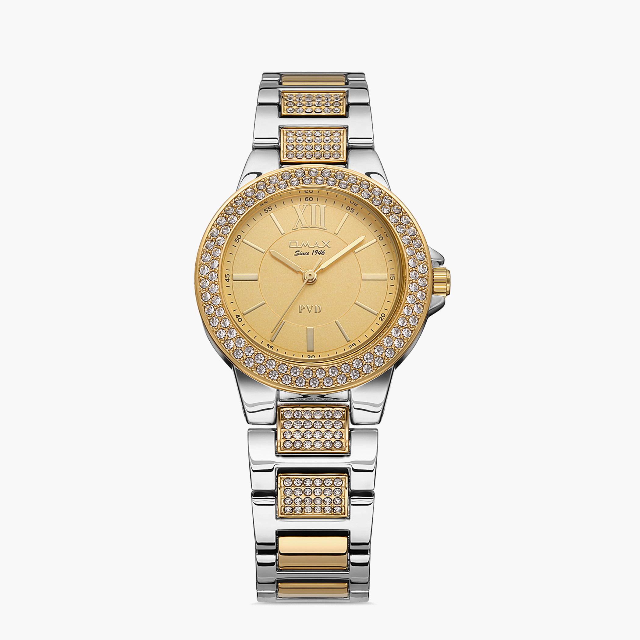  00JSS008N001 - ساعة انالوج من اوماكس للنساء بمينا ذهبي مع سوار فضي وذهبي -women-watchesandjewellery-watches-image-1