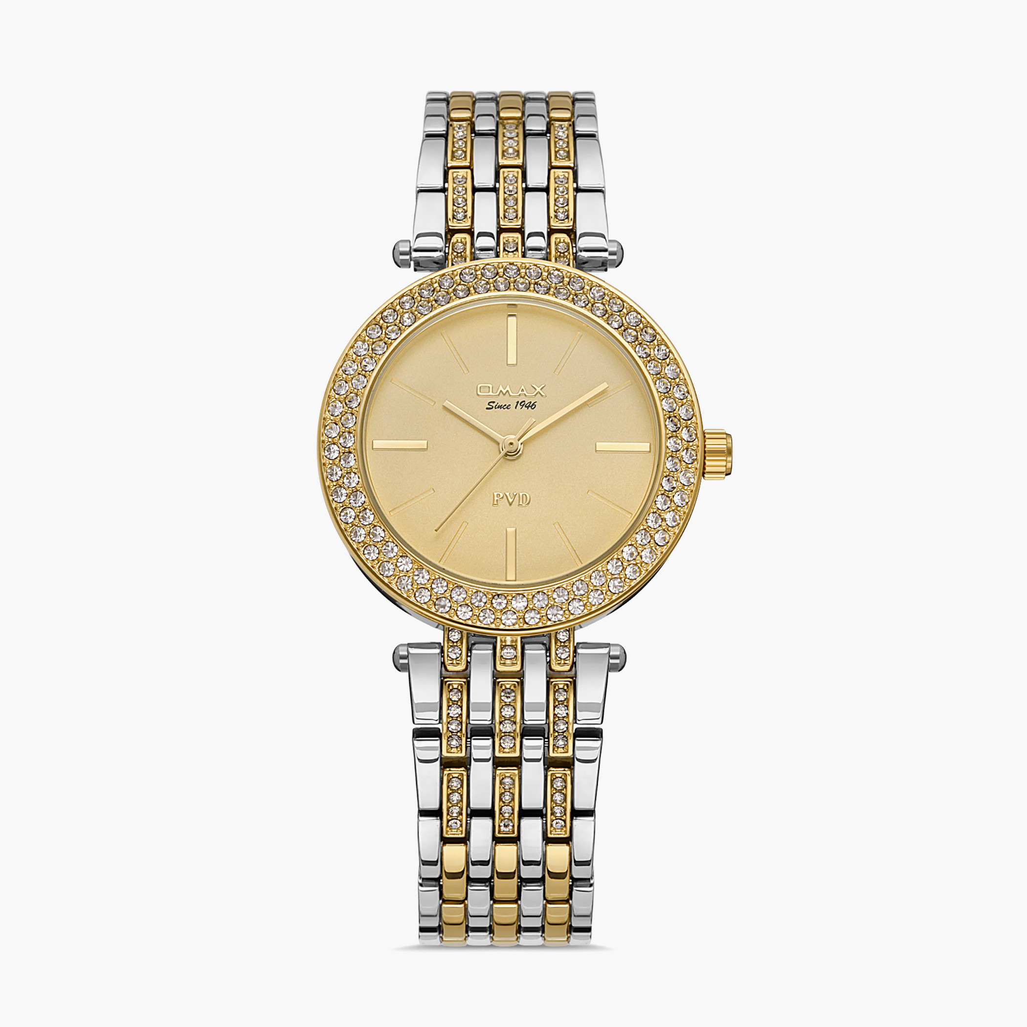  00JSS010N001 - ساعة انالوج من اوماكس للنساء بمينا ذهبي مع سوار فضي وذهبي -women-watchesandjewellery-watches-image-1