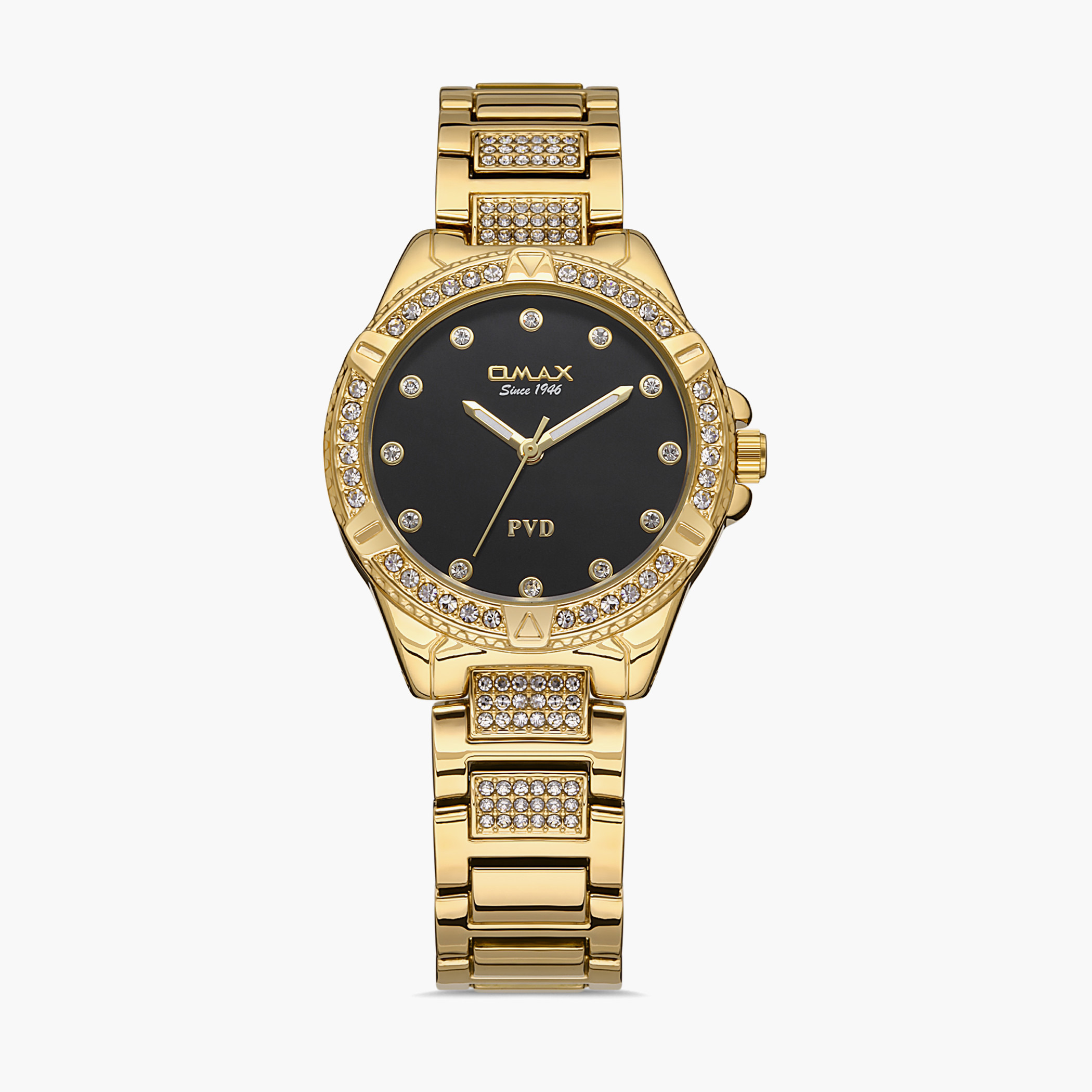 Omax Women Black Dial Analog Watch with Gold Strap - 00JSS012Q002 | 32 MM-women-watchesandjewellery-watches-image-1