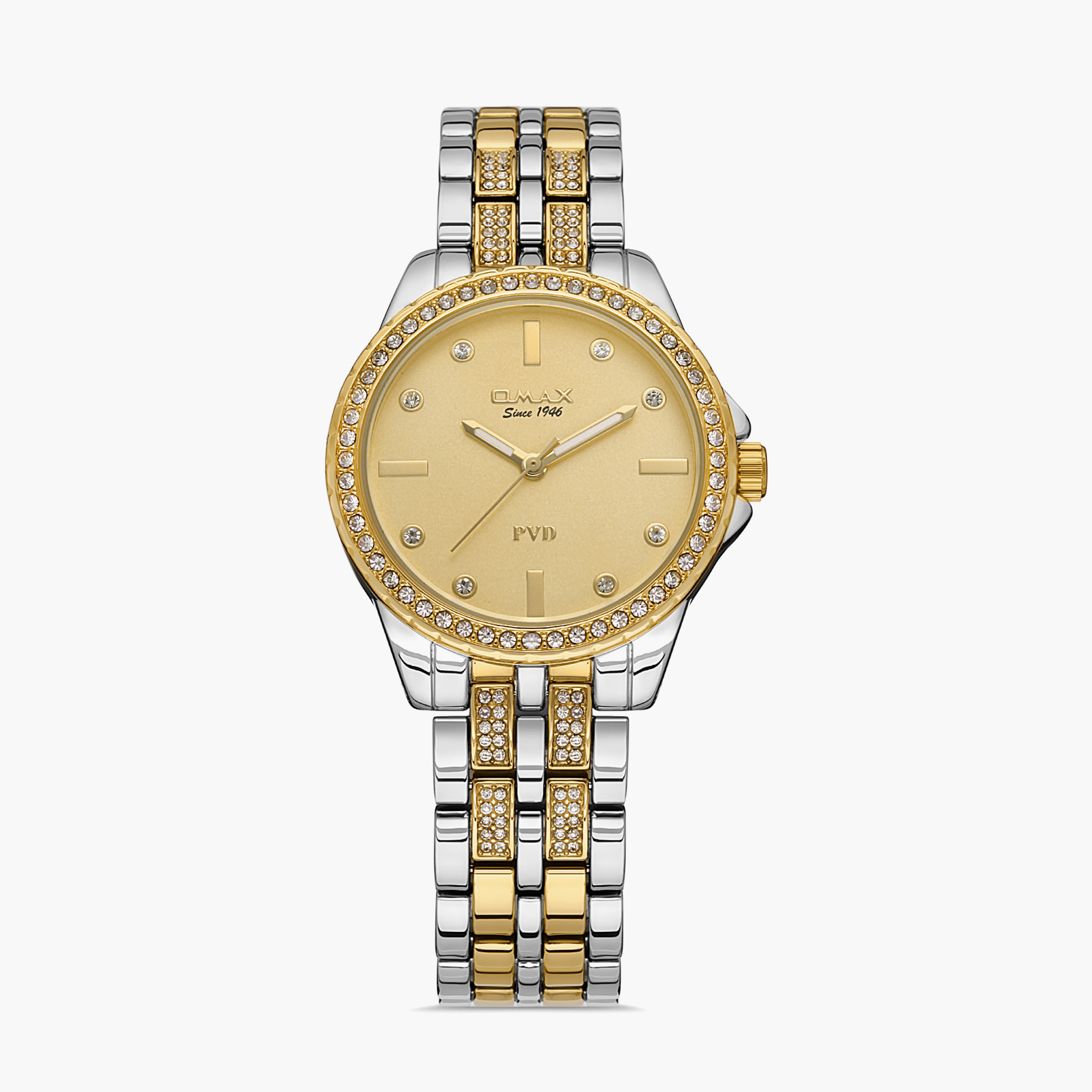 Omax Women Gold Dial Analog Watch with Silver & Gold Strap - 00JSS014N001-women-watchesandjewellery-watches-image-1