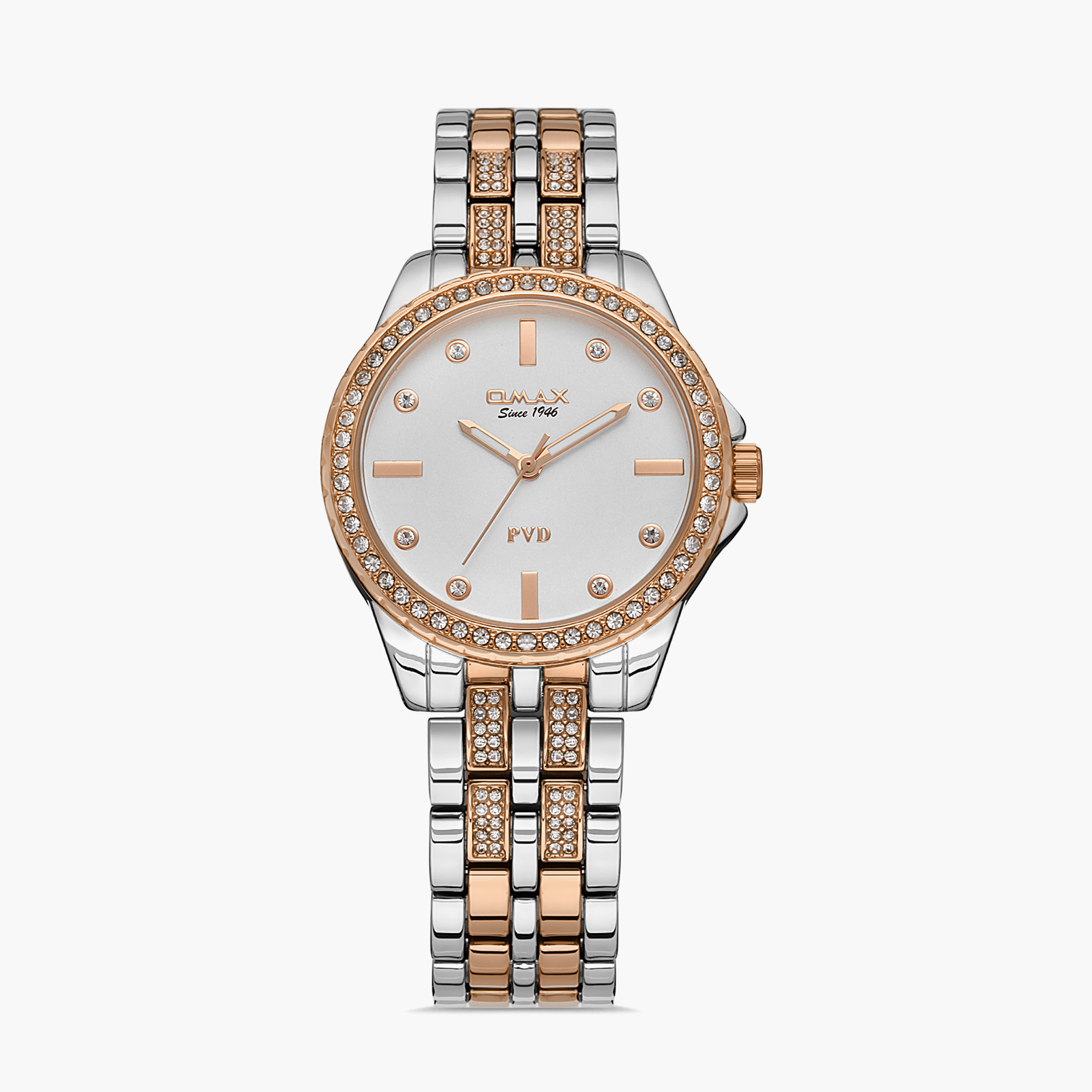 Omax Women Dark Blue Dial Analog Watch with Silver & Rose Gold Strap - 00JSS010N004-women-watchesandjewellery-watches-image-1