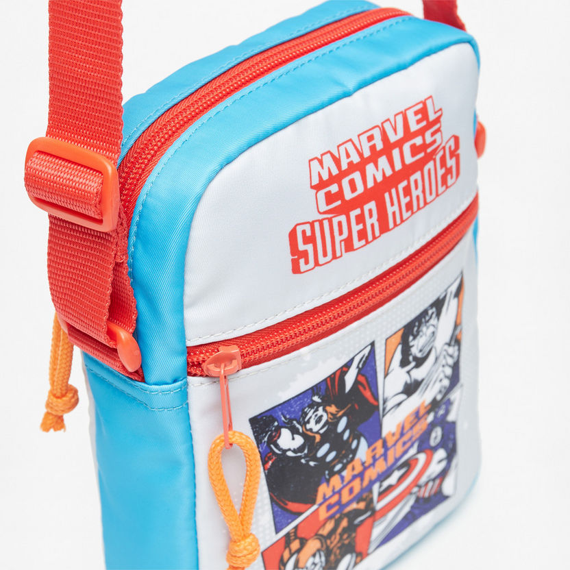 Avengers Print Crossbody Bag with Adjustable Strap and Zip Closure-Boy%27s Bags-image-2