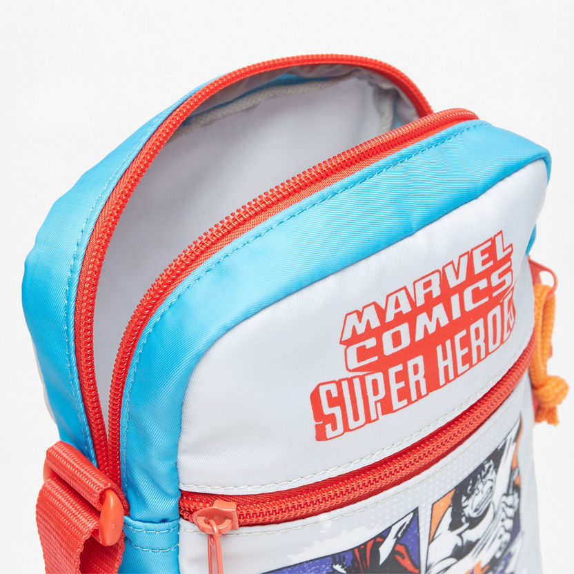 Avengers Print Crossbody Bag with Adjustable Strap and Zip Closure-Boy%27s Bags-image-3