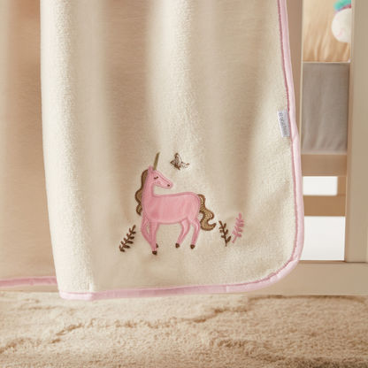 Giggles Unicorn Embroidered Fleece Blanket-Blankets and Throws-image-2