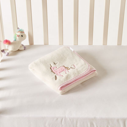 Giggles Unicorn Embroidered Fleece Blanket-Blankets and Throws-image-3