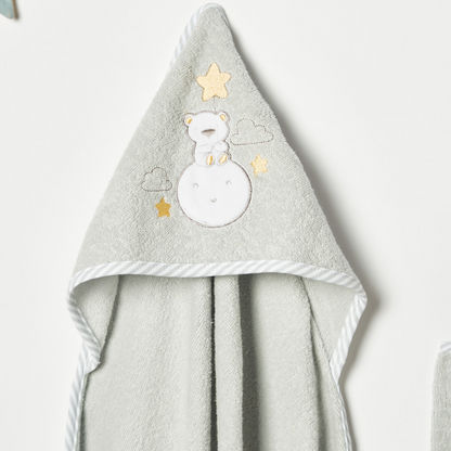Juniors Bear Embroidered Hooded Towel and Mitten - 75x90 cm-Towels and Flannels-image-1