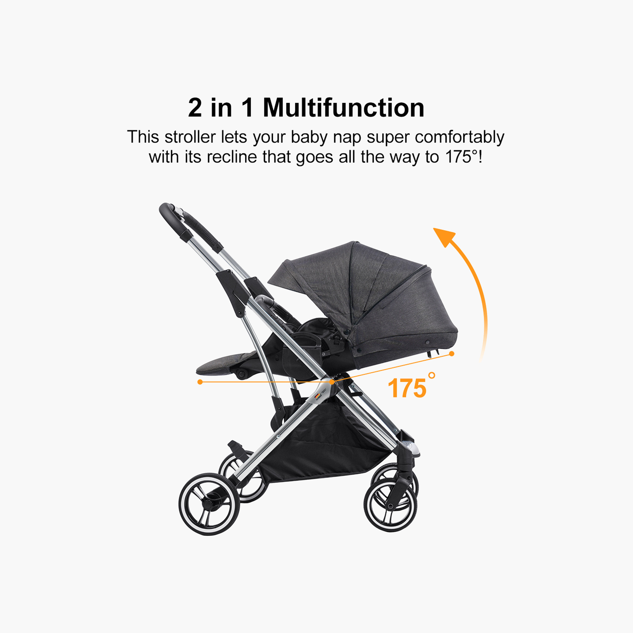 GOKKE Reversible Baby Stroller with Canopy