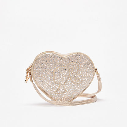 Barbie Embellished Heart-Shaped Crossbody Bag with Zip Closure-Girl%27s Bags-image-0