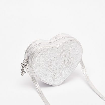 Barbie Embellished Heart-Shaped Crossbody Bag with Zip Closure-Girl%27s Bags-image-1