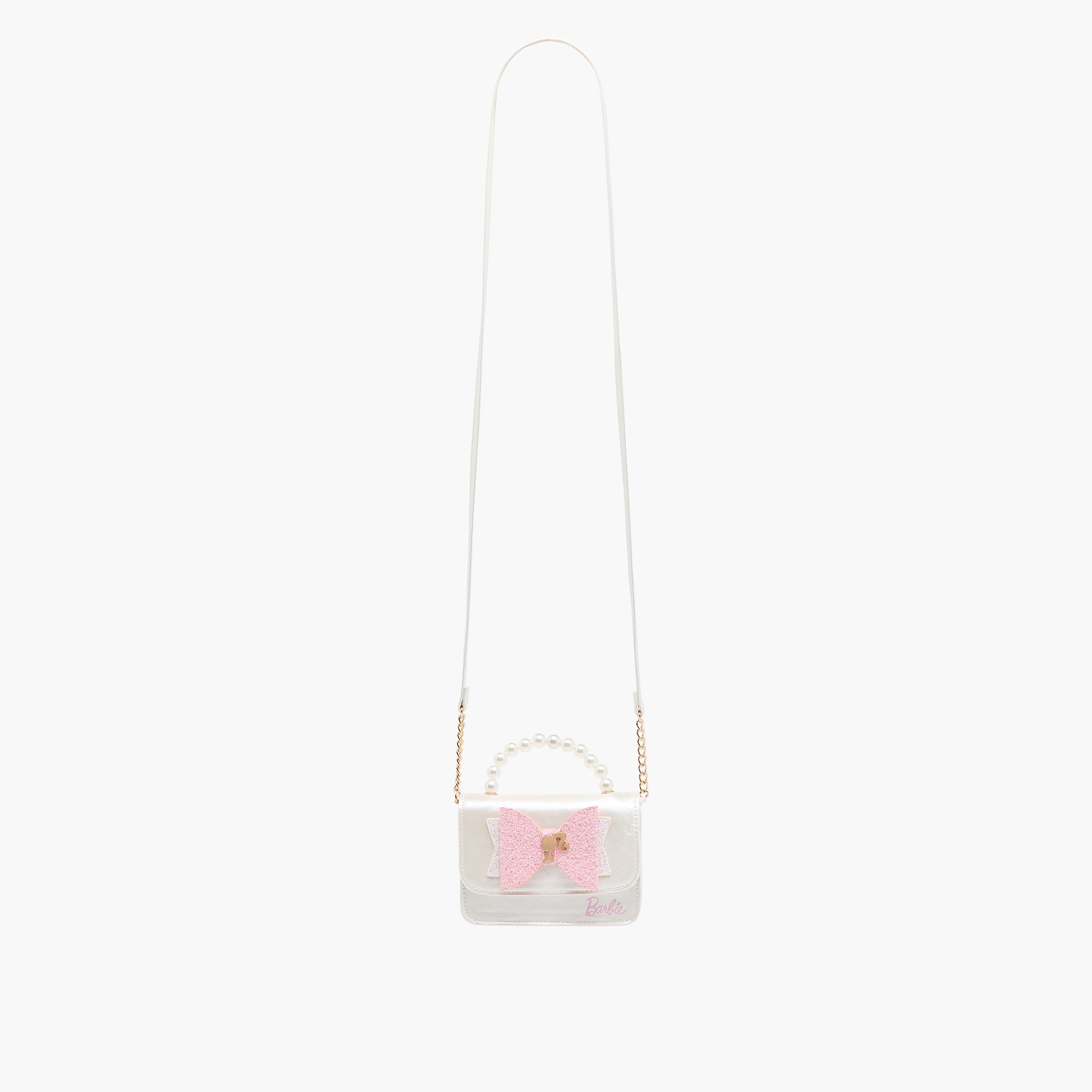 شنطة كروس باربي مزينة بفيونكة مع مقبض مزين باللؤلؤ-girls-accessories-bags-image-2