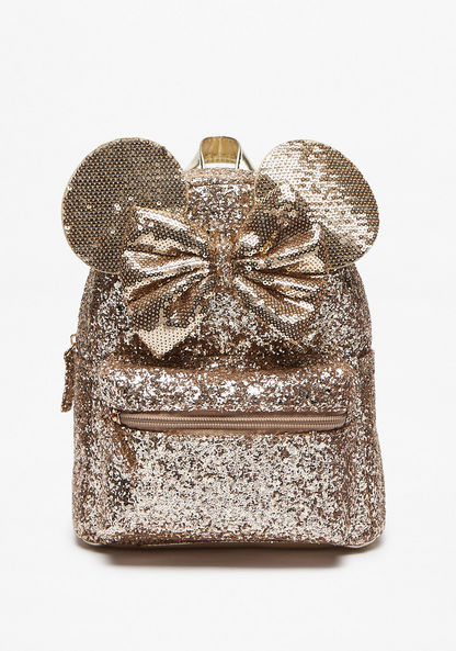 Disney Minnie Mouse Sequin Embellished Backpack with Zip Closure