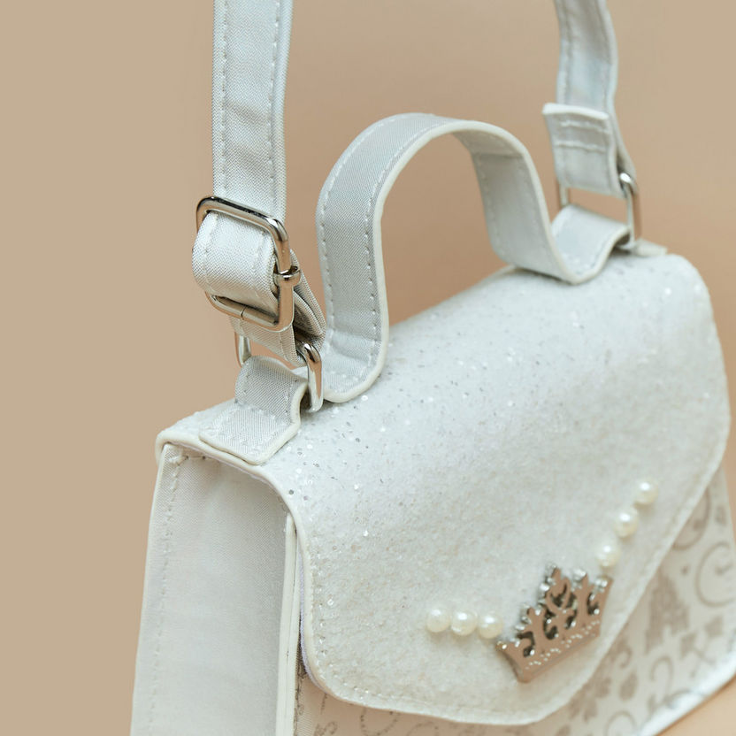Disney Princess Print Crossbody Bag with Crown Accent-Girl%27s Bags-image-2