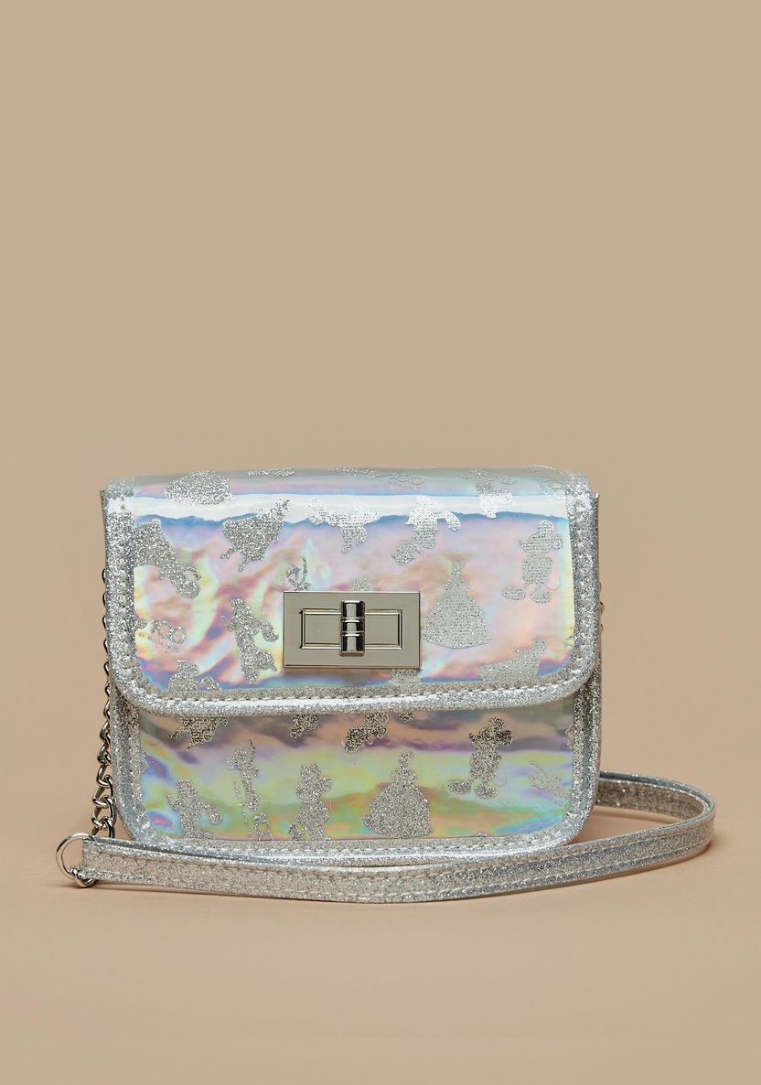 Disney Hologram Crossbody Bag with Button Closure-Girl%27s Bags-image-0